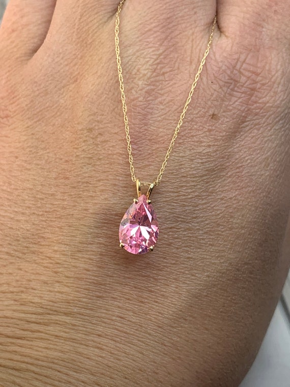 Estate 14kt Pink CZ Pendant - image 4