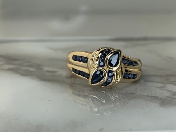 Estate 14kt Genuine Sapphire Ring - image 1