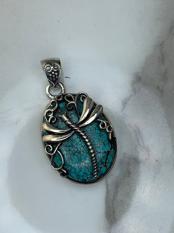 Sterling Silver Turquoise Dragonfly Pendant