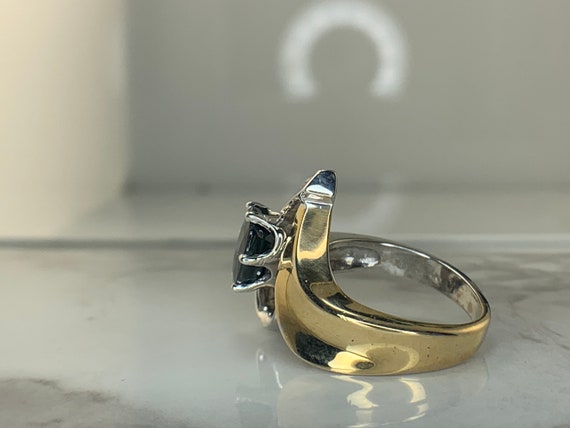 Estate 14kt Genuine Sapphire and Diamond Ring - image 4