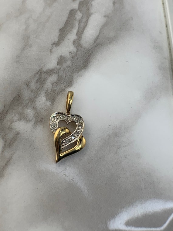 Estate 10kt Diamond Heart Pendant