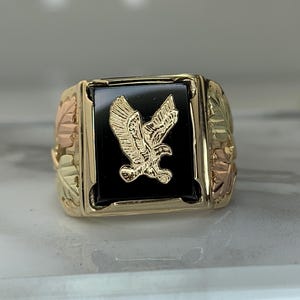 Estate 10kt Black Hills Gold Black Onyx Eagle Ring Size 12.25 - Etsy