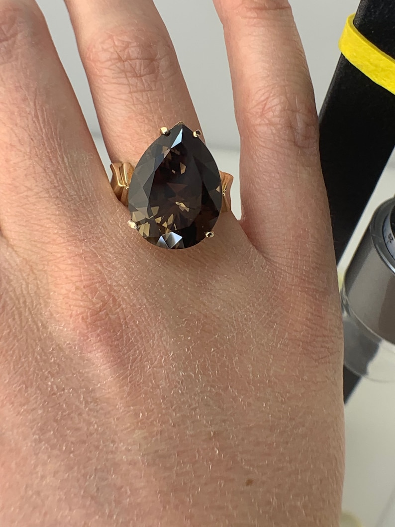 Estate 14kt Genuine Smokey Quartz Ring image 2