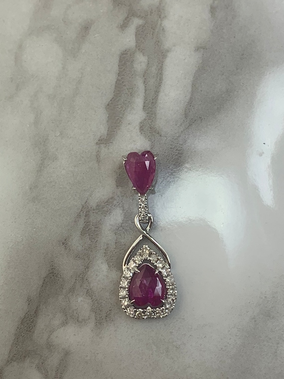 Estate 14kt 1.17cttw Ruby and Diamond Double Heart
