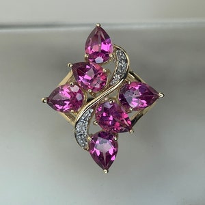 Estate 14kt Genuine Pink Topaz and Diamond Ring