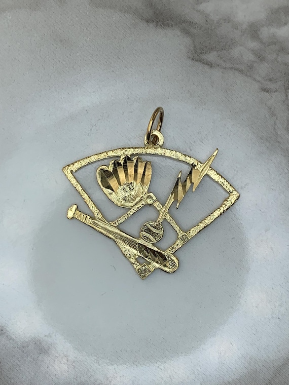 Estate 14kt Baseball Pendant .75"