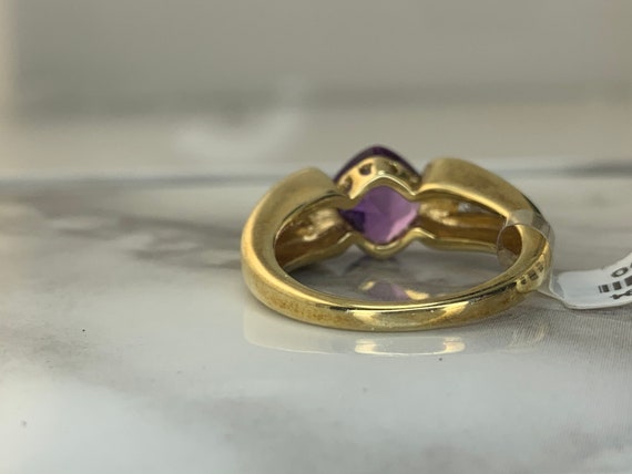 Estate 14kt Genuine Amethyst and Diamond Ring - image 4