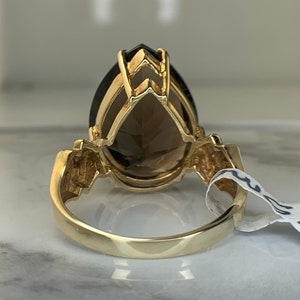 Estate 14kt Genuine Smokey Quartz Ring image 4