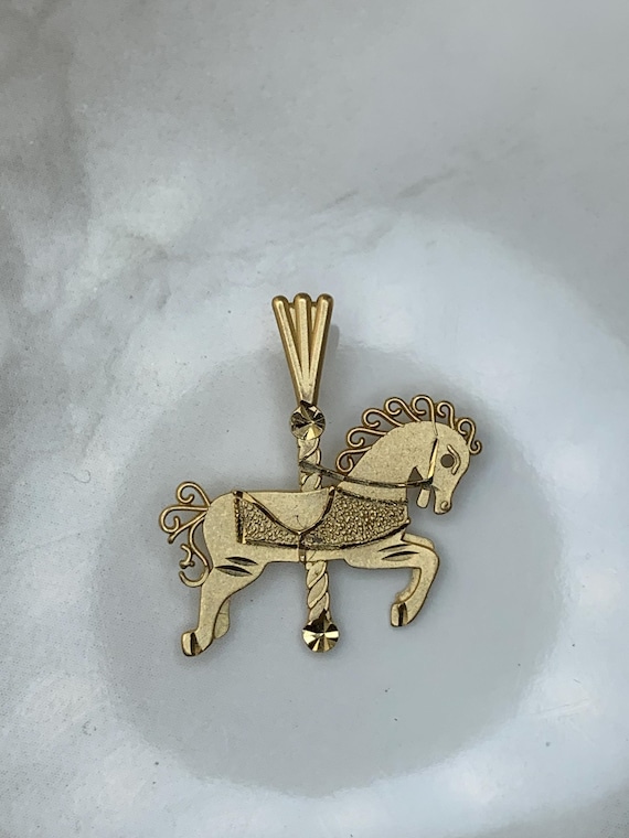 Estate 14kt Carousel Horse Pendant