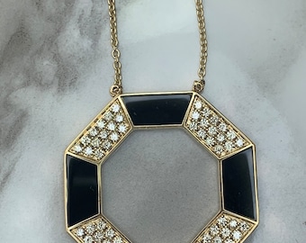 14kt Genuine Black Onyx and Diamond Pendant