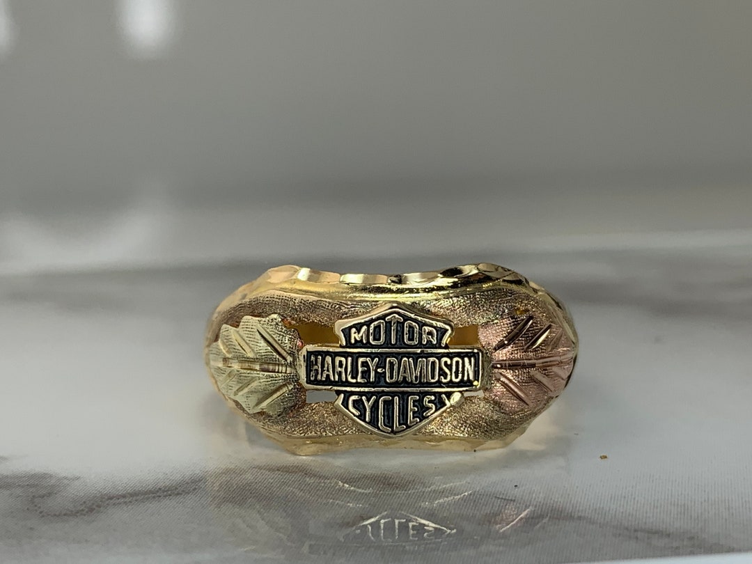 Estate 10kt Black Hills Gold Harley Davidson Ring Etsy Canada