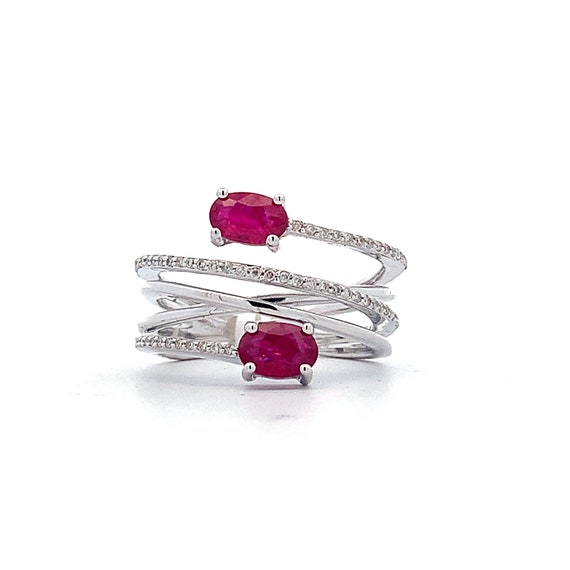 Estate 14kt Genuine 1.0cttw Ruby and Diamond Ring - image 4