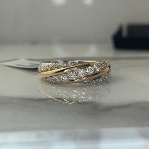 Estate 14kt .86cttw Diamond Tri-Tone Ring