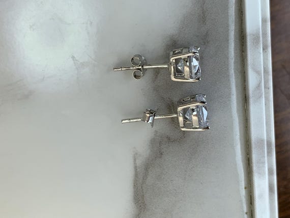 Estate Sterling Silver 7mm CZ Studs View 4