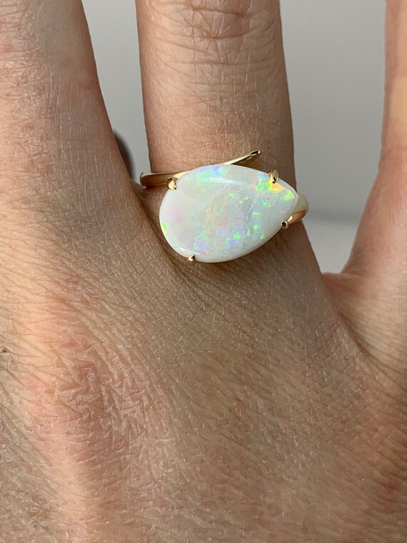 Estate 14kt Genuine Opal Ring - image 2