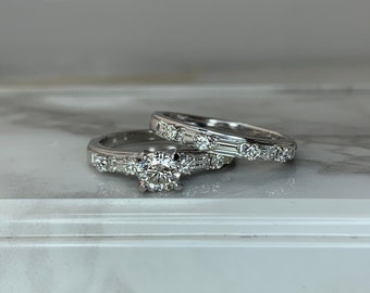 Estate 18kt 1.38cttw Diamond Engagement Set