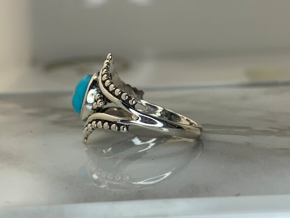 Estate Sterling Silver Genuine Turquoise Ring - image 3