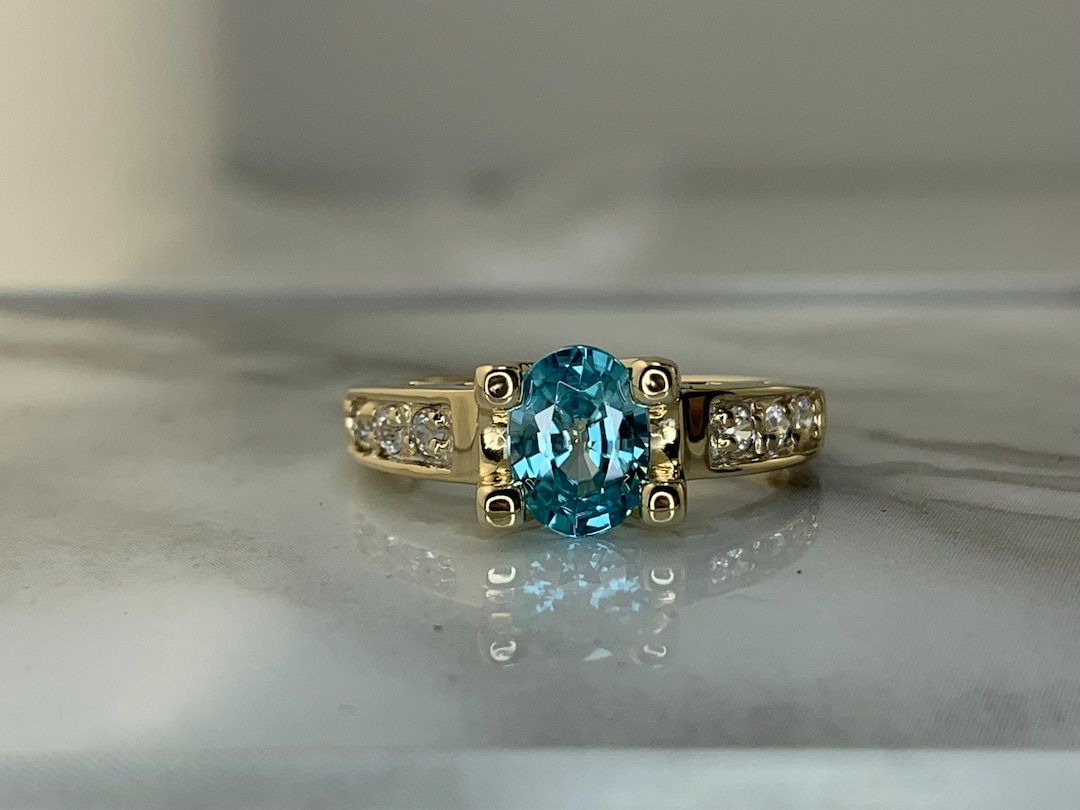 Real Blue Topaz Rings Estate 14kt Genuine Blue Topaz Ring - Etsy