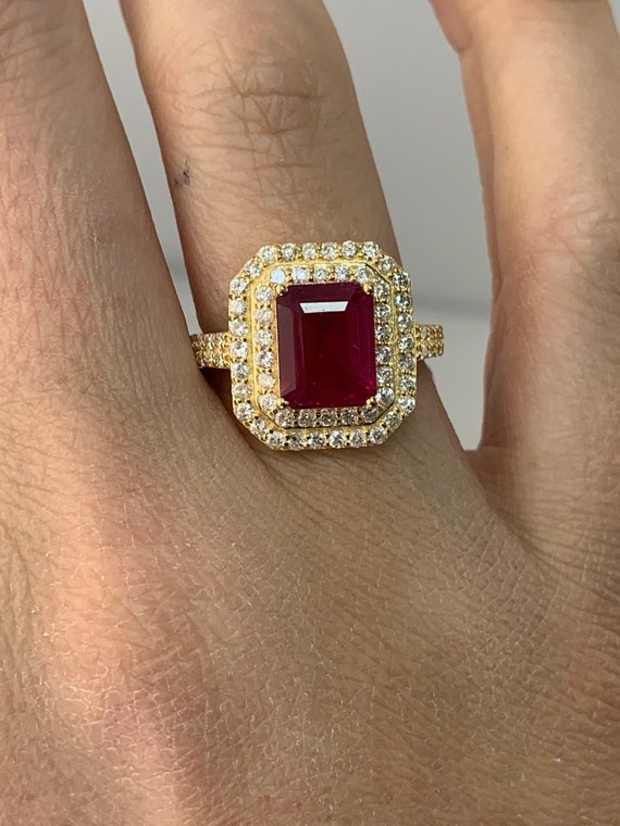 Estate 14kt Genuine Ruby and Diamond Ring - image 2