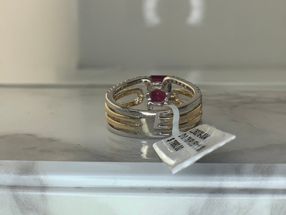 Estate 14kt Genuine 1.30ct Ruby and Diamond Ring - image 4