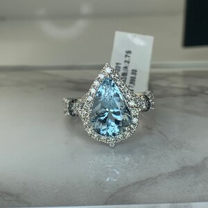 Estate 14kt Genuine Aquamarine and Diamond Ring