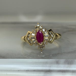 Estate 10kt Genuine Ruby and Diamond Ring