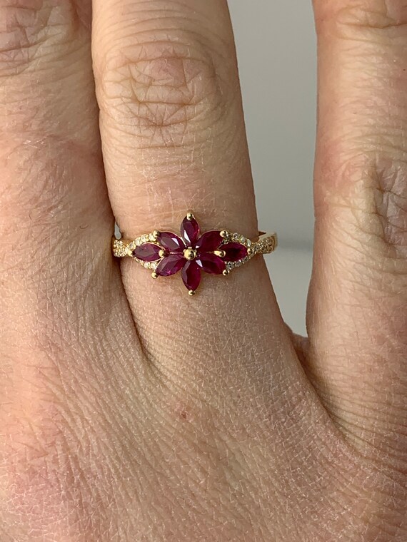 Estate 10kt Genuine Ruby and Diamond Ring - image 2