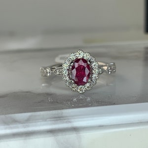 Estate Platinum .92ct Ruby and Diamond Ring