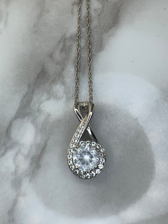 Estate Sterling Silver and Cubic Zirconia Pendant