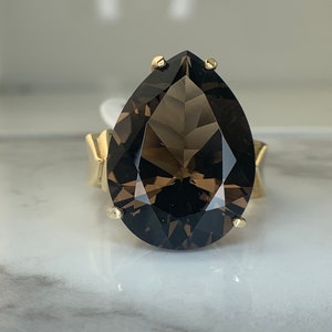 Estate 14kt Genuine Smokey Quartz Ring image 1