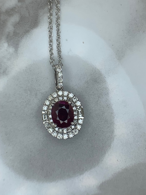 Estate 14kt Genuine Ruby and Diamond Pendant