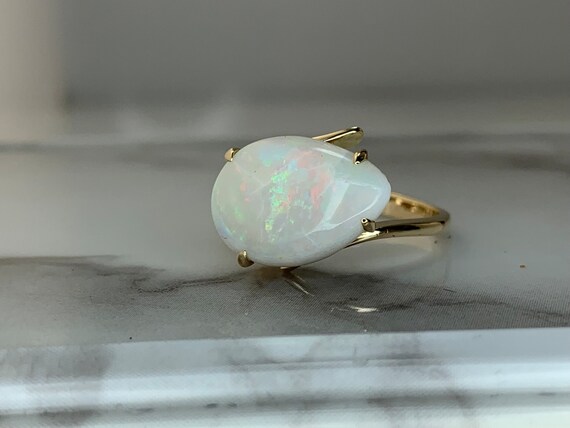 Estate 14kt Genuine Opal Ring - image 3