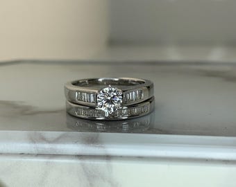 Estate 18kt 1.0cttw Diamond Wedding Set Size 6