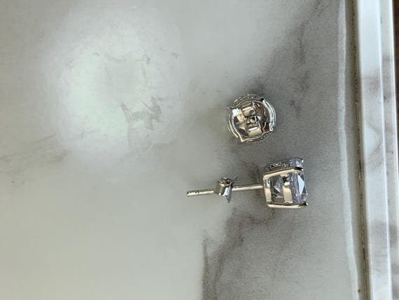 Estate Sterling Silver 7mm CZ Studs View 3