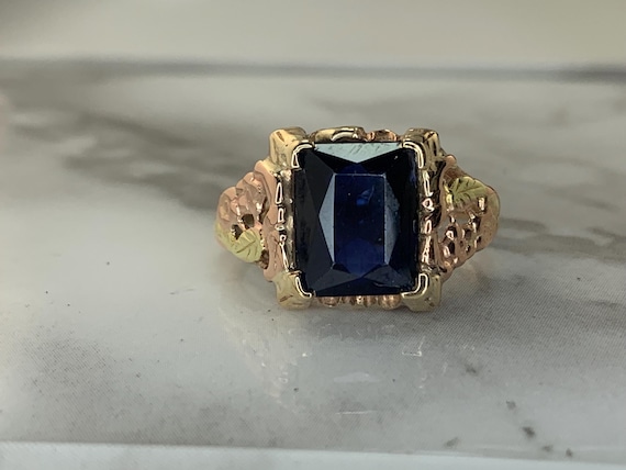 Estate 10kt Black Hills Gold Synthetic Sapphire Ring - Etsy