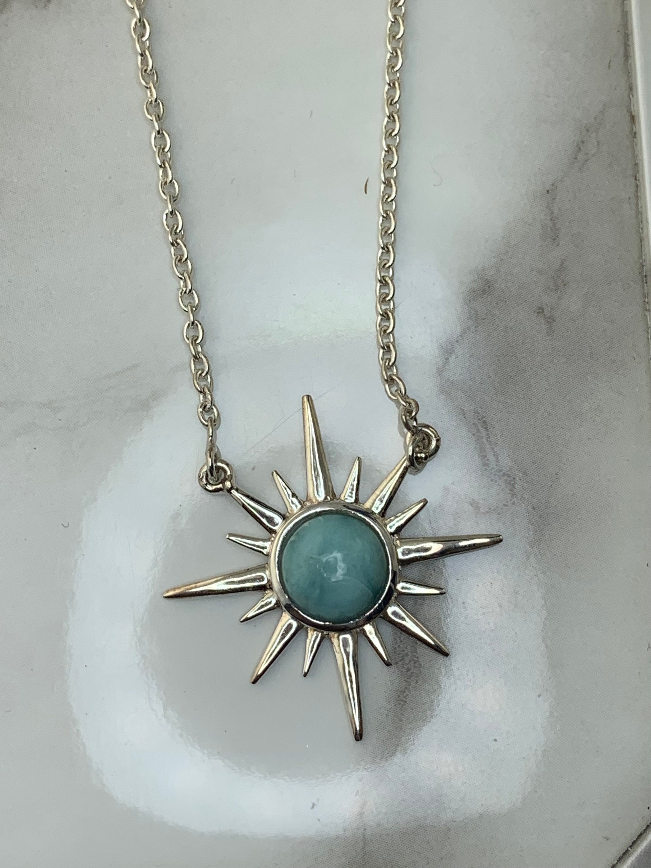 Sterling Silver Genuine Larimar Necklace