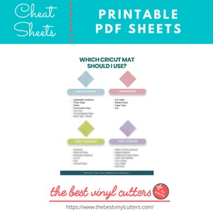 Printable Cheat Sheets for Which Cricut Cutting Mat Should I Use - Beginners Guide PDF Instant Download