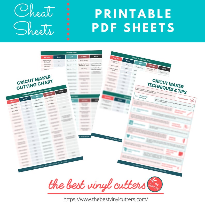 Beginner Free Printable Cricut Cheat Sheets