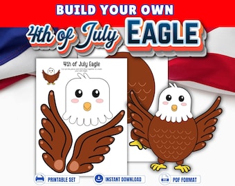 Build a 4th of July American Bald Eagle Cut & Paste Craft | Patriotic Kids Craft | Independence Day Activity | Memorial Day Project