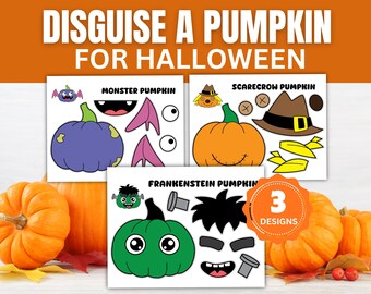 3 x Halloween Disguise a Pumpkin Kids Craft Bundle | Halloween Kids Activities | Fall Cut & Paste Pumpkin Projects
