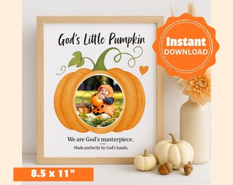 Christian Pumpkin Photo Art (For Fall, Halloween or Thanksgiving), Fall Church Bible Verse Printable, Religious Kids Keepsake, Preschool