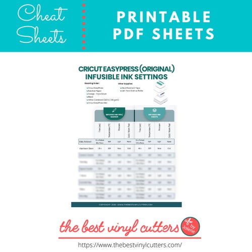 Printable Cheat Sheets for Easypress 2 Heat Settings When - Etsy