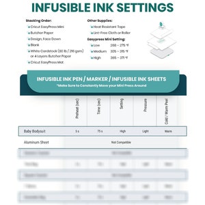 Printable Cheat Sheets for Cricut Infusible Ink Beginners Guide PDF Instant Download image 3