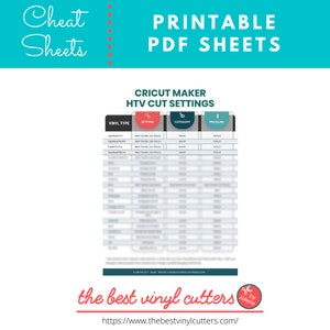 Printable Cheat Sheets for Cricut Maker HTV Cut Settings Beginners ...