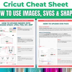 Cricut Design Space Beginners Cheat Sheet Bundle: How to Use Images, SVGS, Shapes on CDS - Tutorial for Maker, Explore or Joy Machines image 3