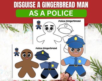 Disguise a Gingerbread Man as a Policeman Printable Craft for Kids | Christmas Kids Activities, Holiday Classroom & Homeschool Fun