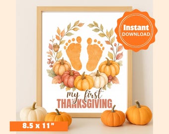 Baby Fußabdruck Andenken Art Print Printable Art Print - Mein erster Thanksgiving Fußabdruck, Baby Fußabdruck Handwerk