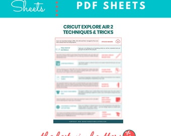 Printable Cheat Sheets for Cricut Explore Air 2 Techniques & Tricks - Beginners Guide PDF Instant Download