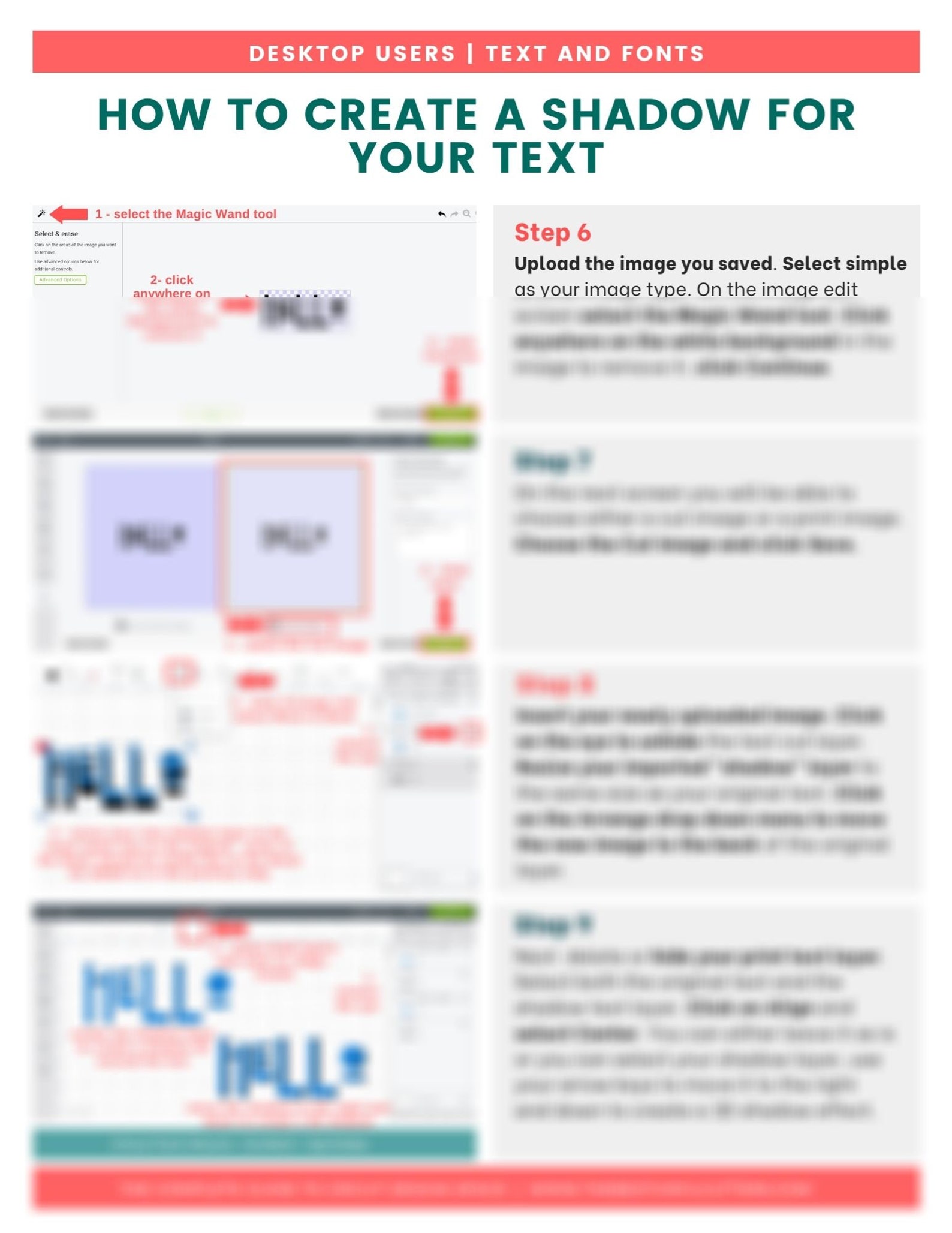 How to Create Shadow Text Step-by-step Tutorial Sheet for | Etsy