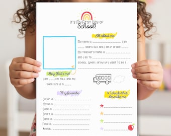 First Day of School Interview Worksheet | Start of Year Printable | School Memory Keepsake | Kindergarten–Grade 6
